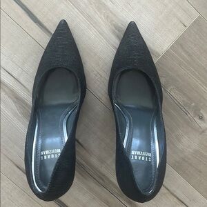 Stuart Weitzman Black Heels Classic Pointed-Toe Pumps